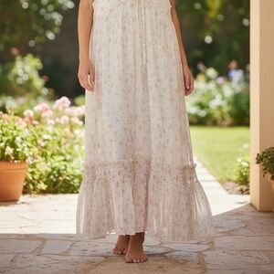 Urban Outfitters Cream Floral Tiered Maxi dress